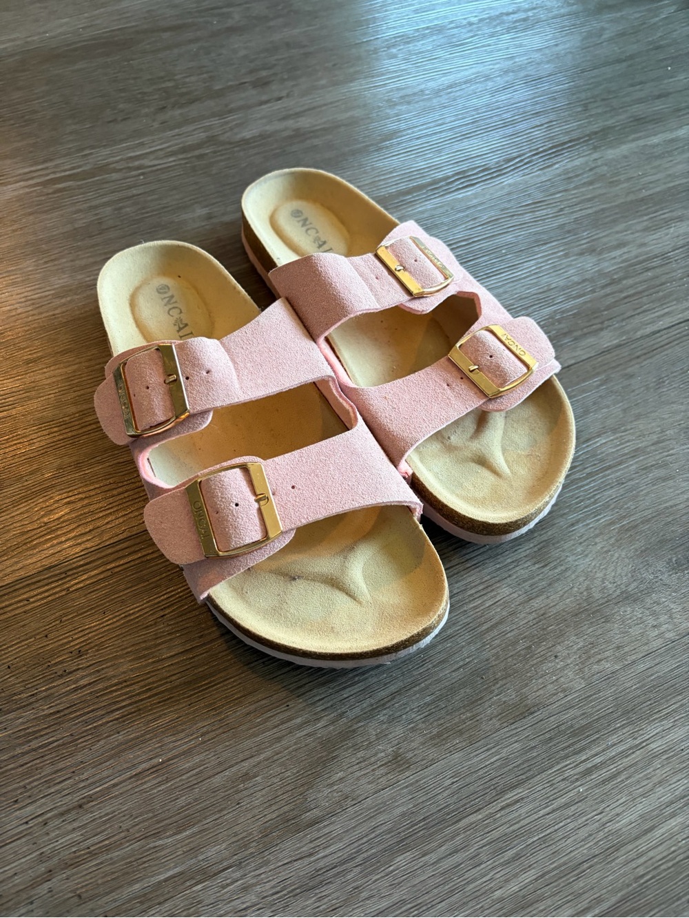 Women’s Pink Double-Buckle Slide Sandals